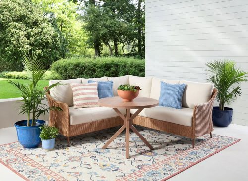 Mainstays Chelsea Outdoor Patio Steel 4-Piece Sectional Dining Set, Beige