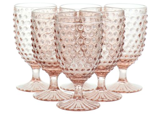 Martha Stewart 6-pc 14.2 oz. Clear Glass Hobnail Goblet Set - Pink