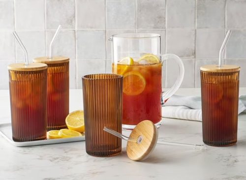 Member's Mark 4-Pack Glass Tumblers with Bamboo Lids