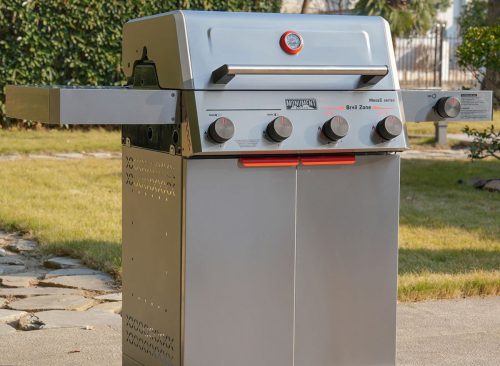 Monument Grills 4 +1 Burner Propane Gas Grill,49,000 BTU Stainless Steel Outdoor Patio Barbecue Grill with Folding Shelves and Flip Rack,Mesa II 415BZ