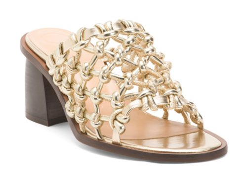 ODISSI Made In Italy Leather Woven Heeled Sandals