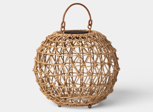 Open Weave LED Small Outdoor Lantern Beige - Threshold™