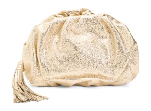 REBECCA MINKOFF Metallic Ruched Clutch