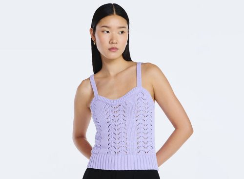 Scoop Women's and Women's Plus Crochet Sweater Tank Top with Sweetheart Neck, Sizes XS-4X
