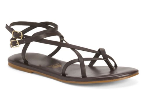 VERDE ROSMARINO Made In Italy Leather Strappy Thong Toe Sandals