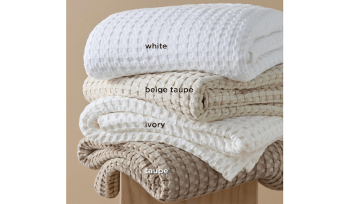 Bedsure cooling waffle blankets in neutral colors