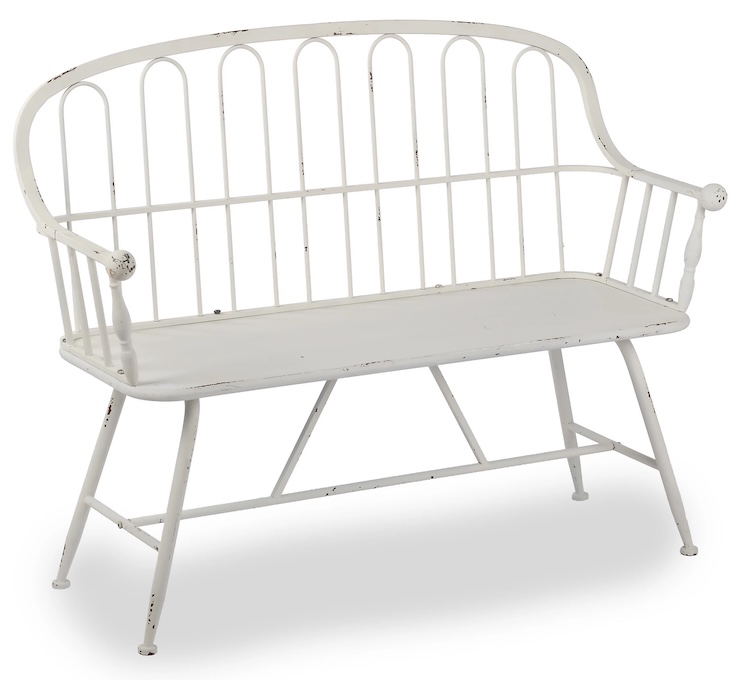 White Arched Metal Outdoor Bench