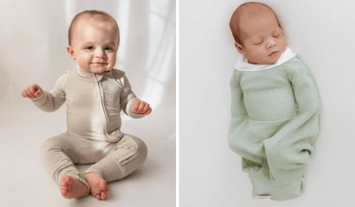 babies in PJs and swaddle