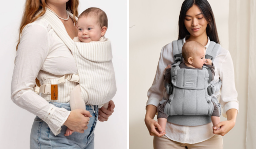women wearing baby carriers