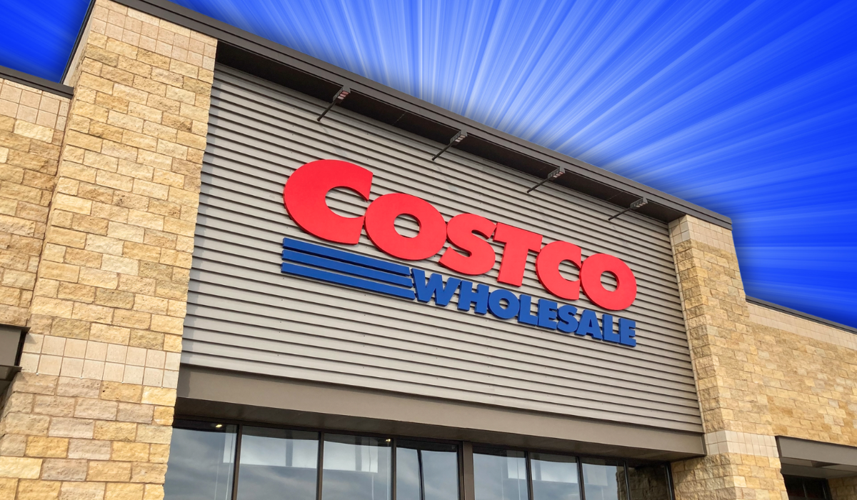 Costco store with a blue background