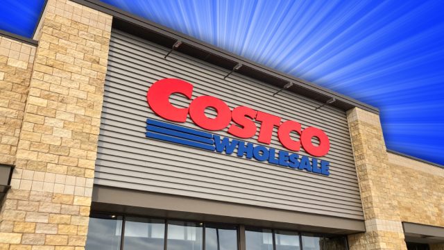 Costco store with a blue background