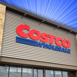 Costco store with a blue background