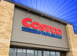 Costco store with a blue background