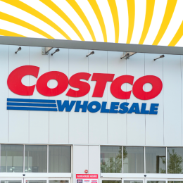 Costco store with a yellow striped background