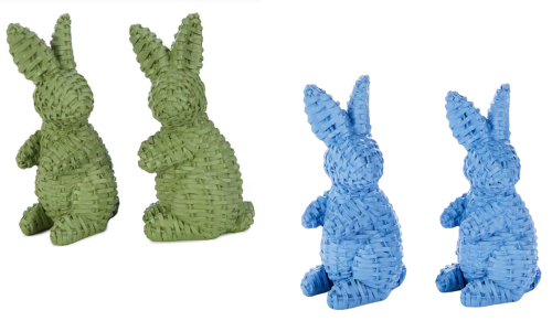 blue or green rattan easter bunnies