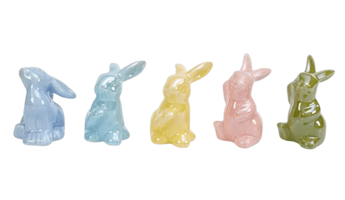 colorful easter bunny figurines