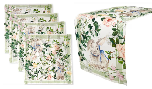 east bunny napkins and table runner