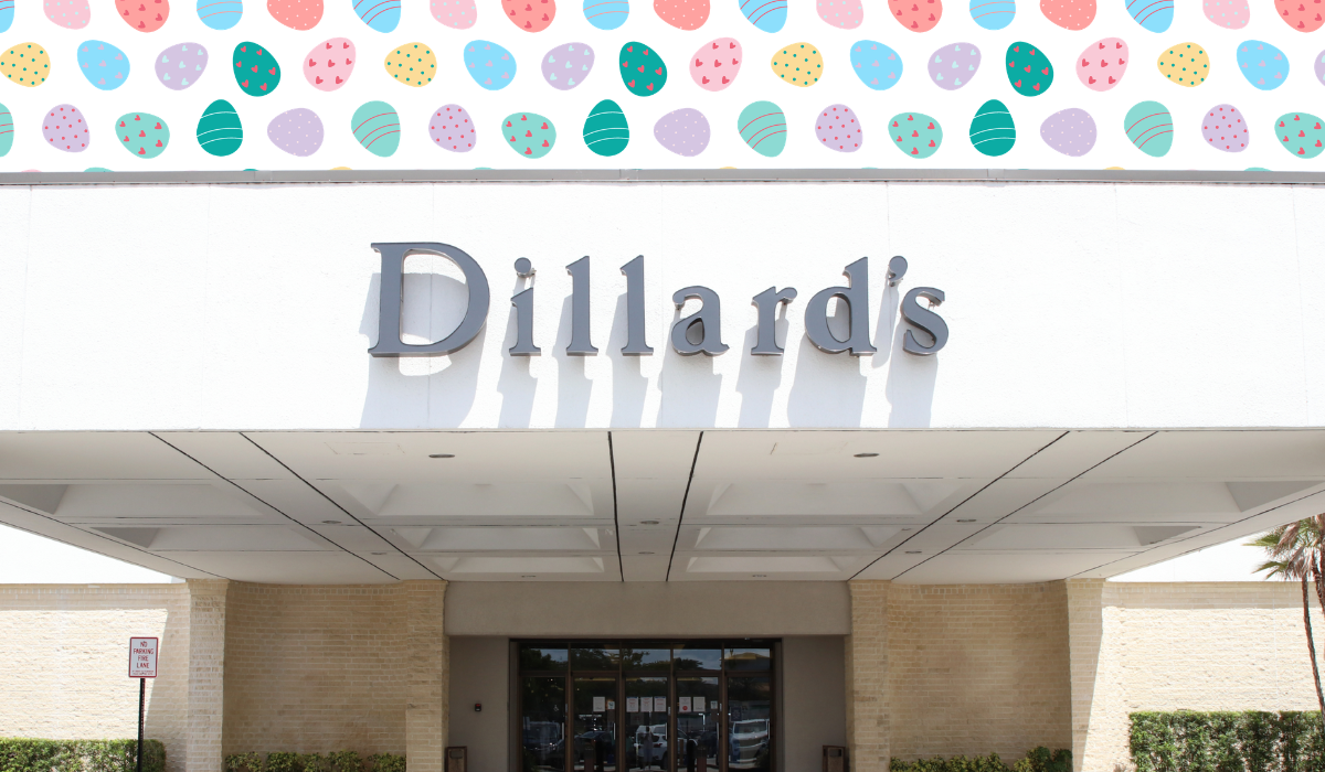 Dillard's store with an Easter egg background