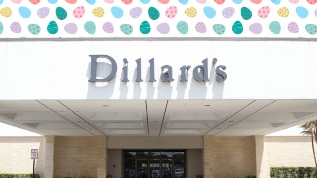 Dillard's store with an Easter egg background