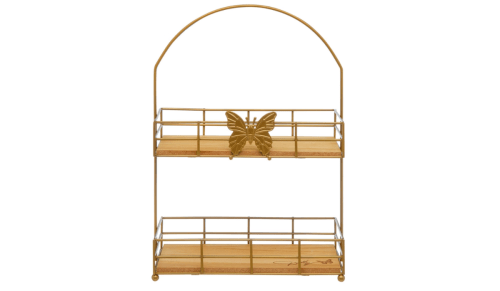 gold butterfly two-tiered shelf