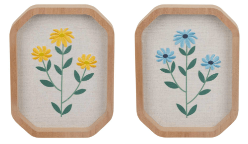 floral embroidered framed decor