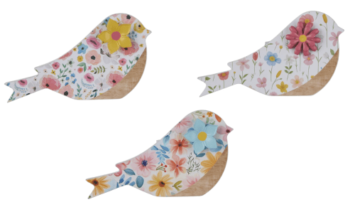 floral wooden bird decor