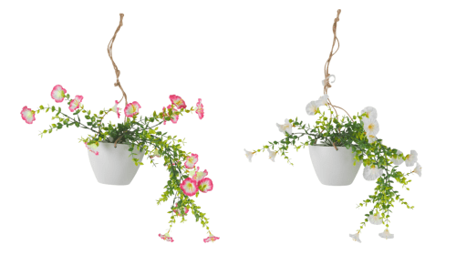 faux hanging flowering plants