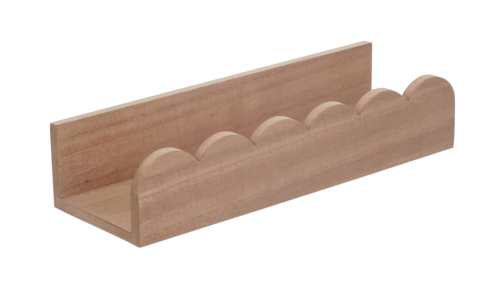 scalloped wood wall shelf