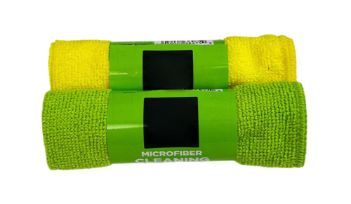 bright yellow and green microfiber cleaning cloths