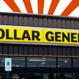 Dollar General storefront with a red and white background