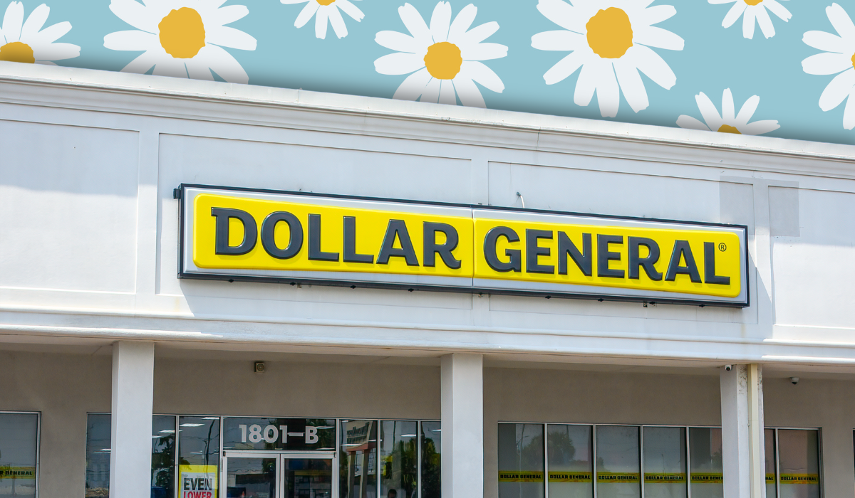 Dollar General store with a daisy background