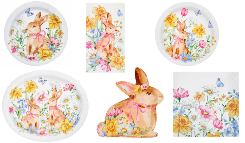 Easter bunny paper plates and napkins