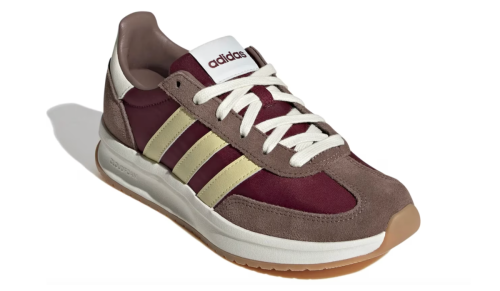 brown and burgundy adidas sneakers