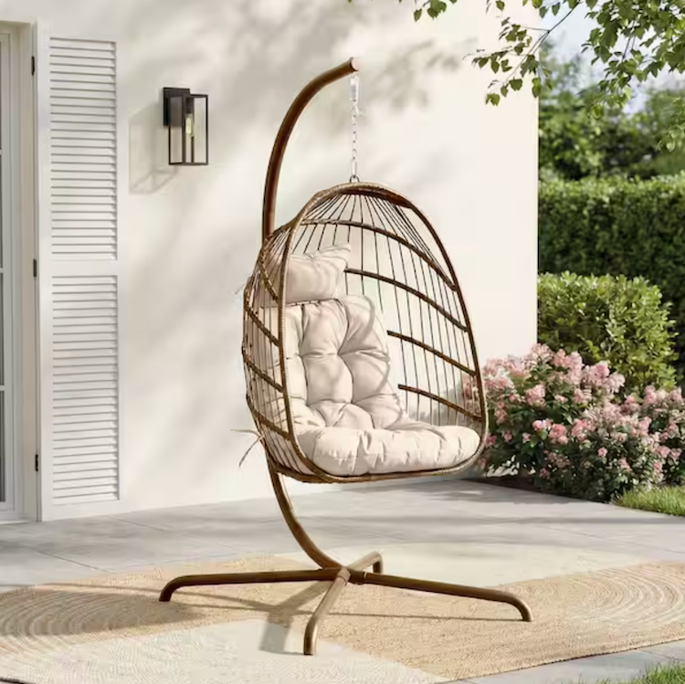 Finacti Wicker Patio Swing Egg Chair