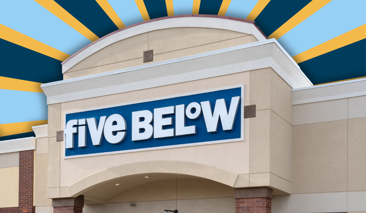 Five Below store with a yellow and blue background