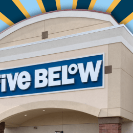 Five Below store with a yellow and blue background