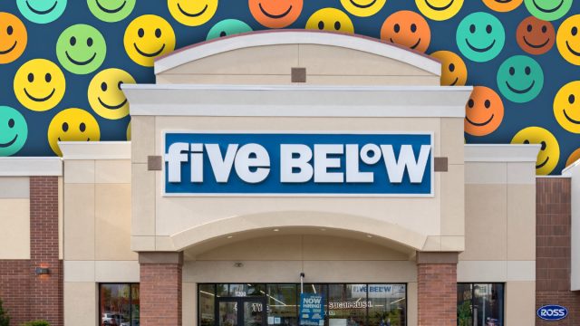 Five Below store with a smiley face background