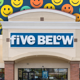 Five Below store with a smiley face background