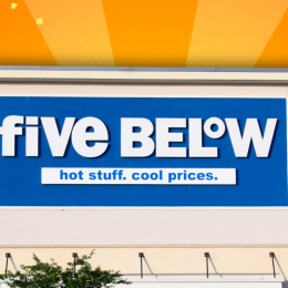 Five Below store with an orange background