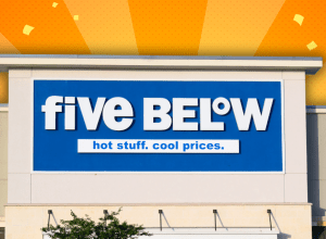 Five Below store with an orange background