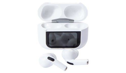 white ear buds and case