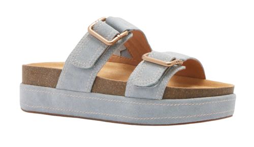 light blue suede sandals