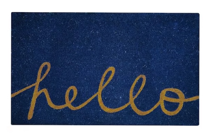 Blue Hello Door Mat