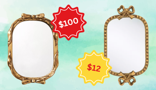 gold bow mirrored trays