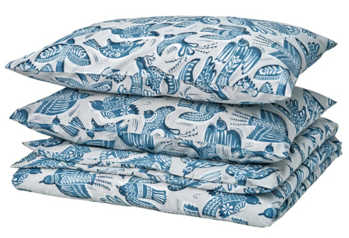 blue bird pattern duvet set