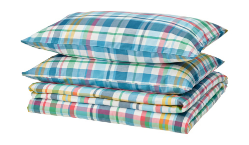 blue plaid duvet set