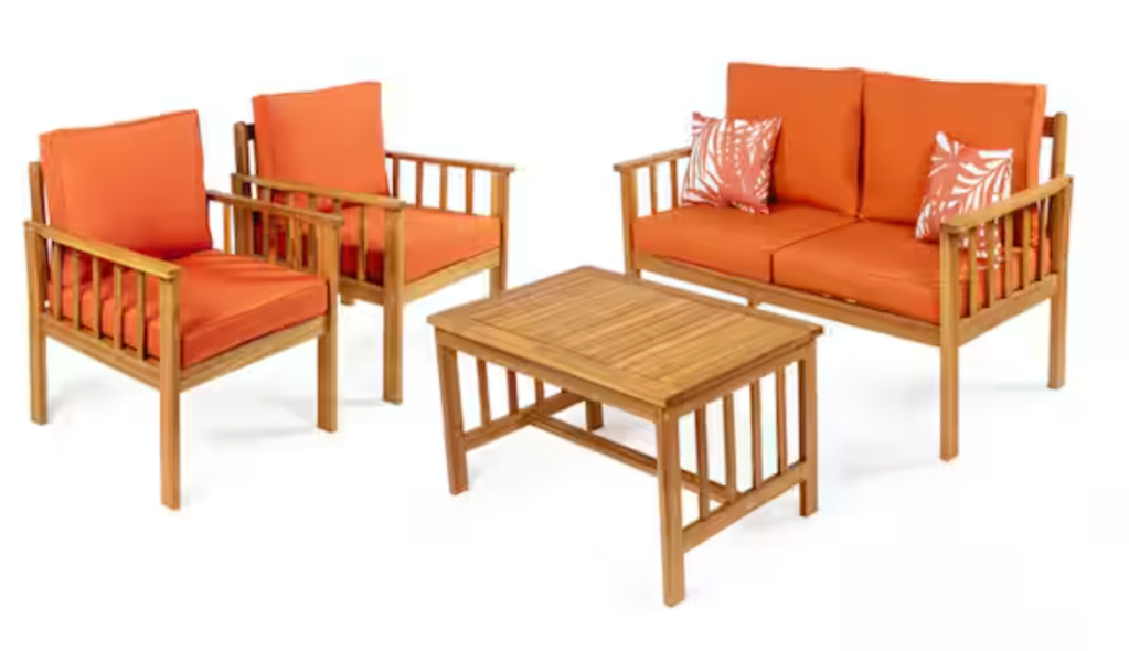 Jonathan Y Everly 4-Piece Cottage Outdoor Patio Set