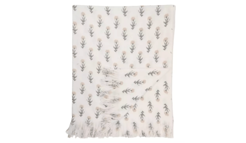 cream floral throw blanket