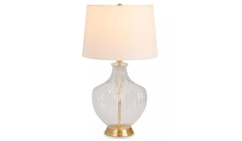 glass and brass table lamp