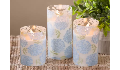 hydrangea pillar candles